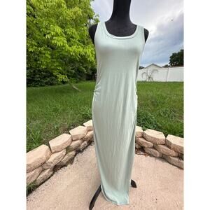 PinkBlush Sleeveless Ruched Fitted Maxi Maternity Dress Size Medium Olive Green